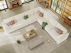 EASE MOOSE White Sectional Modular Sofa，Oversized L Shape Sectional Couch Wide Deep Modular Cloud Sofa Couch