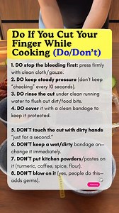 Do If You Cut Your Finger While Cooking (Do/Don’t) 👇 #cooking #food #kitchen #lifestyle #highlights | Gravetics