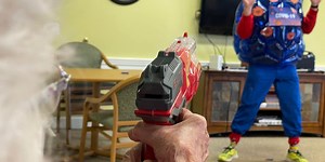 Local nursing home symbolically blasting away COVID-19