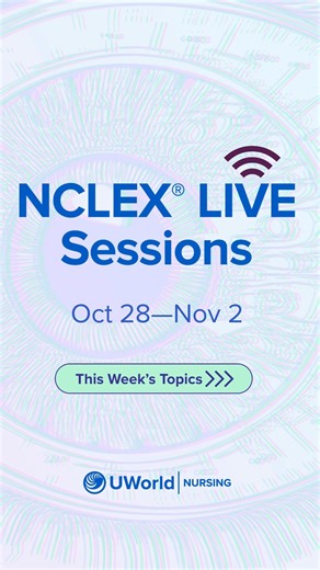 1.5K views · 11 reactions | Our next Live NCLEX® Review sessions run Oct. 28–Nov. 2. Study smarter with our CLEXperts, refresh your test strategies, and stay on track to pass the NCLEX with flying colors! #nclexreview #nclexprep | UWorld Nursing | Facebook