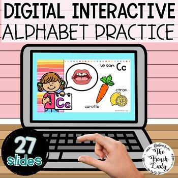 FRENCH Digital Interactive Alphabet Practice and BONUS Worksheet LETTER C