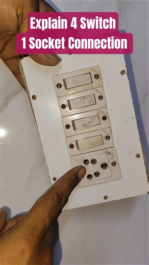 Explain 4 Switch 1 Socket Connection #experiment #viralvideo #sahilexperiment #diy #electrical