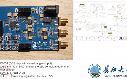 AD9833 AD9834 DDS芯片介绍(电赛必备),软硬件开源基于AD9834全屏触摸DDS 波形发生器电路介绍，利用立创EDA导入EAGLE文件的方法