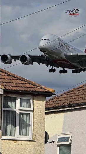 POV: A380 is Gliding over your Roof!😳 Emirates Airbus A380 🇦🇪✈️👑. #emirates #airbusa380 #shorts