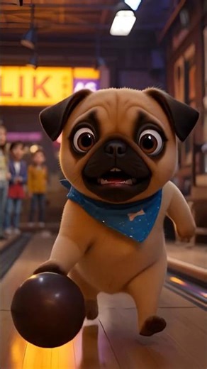 🎳 Mochi the Pug Tries Bowling 🎳😂 | Cutest Strike You’ll Ever See! #pug #dogshorts