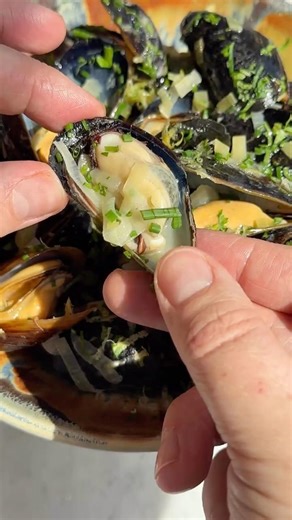 Spring Cooked Mussels #shorts #recipe