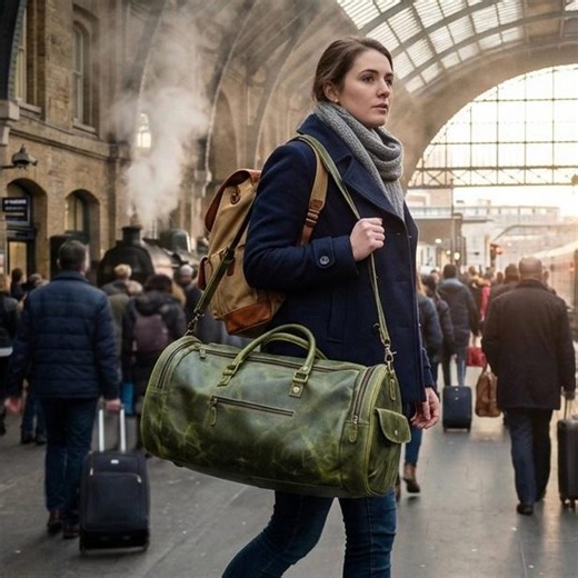 Vintage Distressed Leather Duffle Bag | Handmade Green Travel Weekender Overnight Bag Men - Etsy