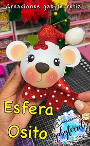 Esfera osito 10 de 15 Aula esferas navideñas | Creaciones Gabyferretiz