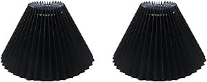 2PCS/Set Fabric Lampshades for Table Lamps Floor Lamps, 3.2" Top x 9.4" Bottom x 5.6" High, Mushroom Pleated Lamp Shade, Spider Lamp Shade (Black)