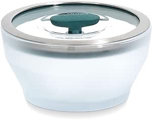 Anyday 4-Cup Microwave Cookware & Glass Container with Glass Lid, Plastic-Free Deep Food Storage | Stackable Airtight Steamer with Vented Lid for Microwave-Safe Reheating, Steaming Vegetables & Rice