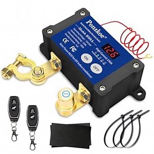 250A Smart Remote Battery Disconnect Switch 12V 24V - Quick Kill Switch for Car, Anti-Theft Battery Cut Off Switches for Marine RV Truck Boat ATV, Heavy Duty | LED Voltage Display I Negative Vertical