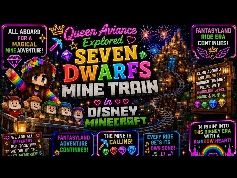⛏️👑 Queen Aviance Explored Seven Dwarfs Mine Train in Minecraft Disney World! 💎✨