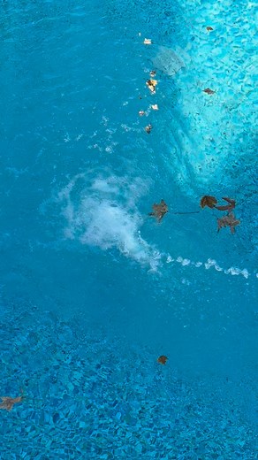 Filling the pool with water after a liner install 😌 LOVING the pattern the new pool owners chose for their pool. This is the Aster Tile and Ocean Breeze Floor by @merlinindinc and it has been a popular choice for good reason 🤩 and yes, we do clean the leaves out once we are finished 😆 | AquaVida Pools