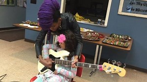 177K views · 2.5K reactions | Teaching the first graders how to "thump" and "pluck" the bass #larrygraham style. Each one teach one and I guarantee some greats will come of it! | Nik West | Facebook