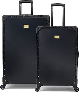 Vince Camuto Hardcase Luggage Set Medium 28" - Large 31" Black with Gold Studs and 4 Spinner Wheels