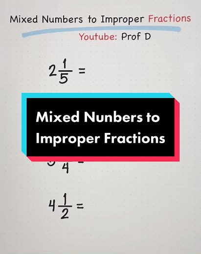 Rewriting Mixed Numbers to Improper Fractions 👇 #mathreview #mathprofd #mathhack #mathtrick