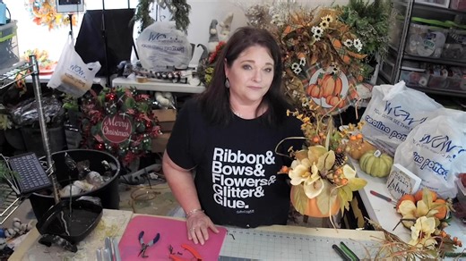 Y'all have to see this throwback with Coach Julie teaching us how to make the most adorable and EASY Fall Pumpkin Table Arrangement. These look darling on tables, mantels, front entry tables...even end tables. Simple, quick and cute! What do y'all think??? | Southern Charm Wreaths