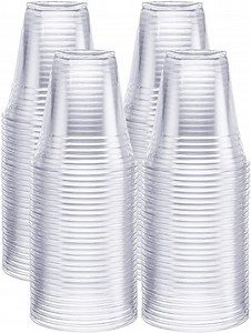 GUSTO 12 oz Clear Plastic Cups, Disposable Drinking Cups for Iced Coffee, 100 Count