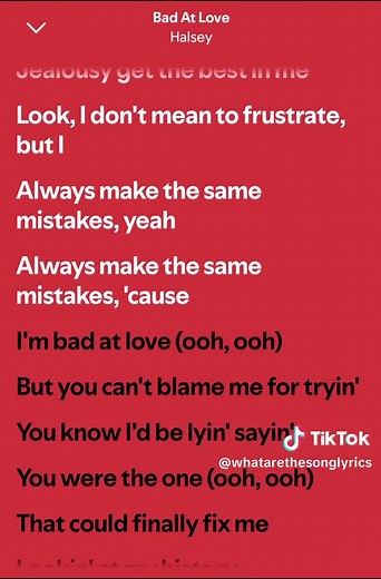 Bad At Love - Halsey Song Lyrics #badatlove #Halsey #fyp #music #lyrics