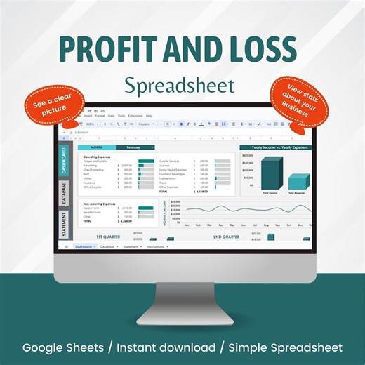 Profit and Loss Spreadsheet Template: Small Business P&L (digital Download) - Etsy