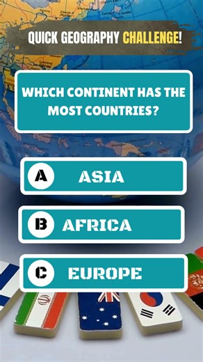Which Continent Has the Most Countries? | Geography Quiz #Shorts