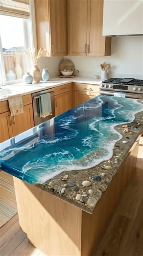 Epic Ocean Epoxy Table Transformation 🌊✨ #epoxy #woodworking