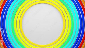 Bright concentric circles in various colors radiate around a blank central space, ideal for adding text or graphics. Stock Video