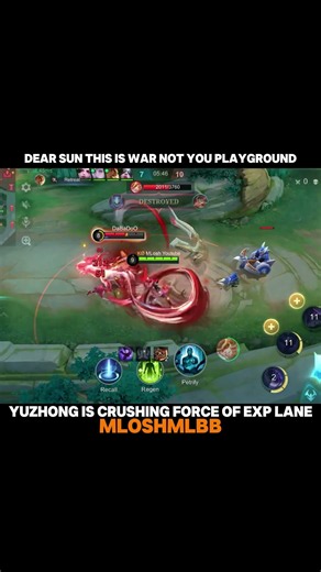 MLBB : DEAR SUN THIS IS WAR NOT YOU PLAYGROUND | YUZHONG EXP LANE GAMEPLAY #MLBB #shorts