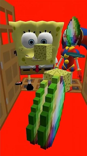 Door Leads To Pedro Pedro raccoon 🦝 VS Pomni 🤡 and SpongeBob 🧽 #shorts #minecraft