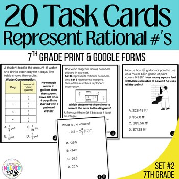 7th Grade Math Task Cards Classify Rational Natural Numbers Order of Operations
