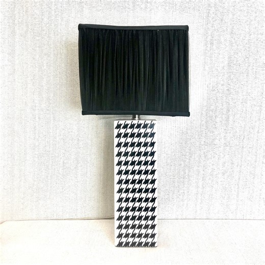 Vintage Houndstooth Ceramic Table Lamp - Etsy