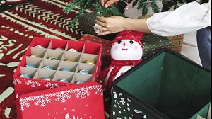 NesTidy Christmas Ornament Storage Container Bin, Holiday Décor Storage Box With Dividers for 64 Christmas Decoration Balls 3", Holiday Storage Bin with Lid, Dual Handles and Label Slot, Green 1 Pack