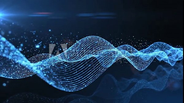 Abstract blue DNA molecule background with a vector wave pattern of light lines and a digital gradient texture Stock Video