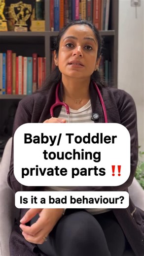 Dr. Nimisha Arora on Instagram: "Touching private parts in babies & toddlers is usually curiosity, not bad behaviour. Don’t scold, don’t shame, don’t laugh Most children outgrow this phase naturally. 🤍 #ToddlerBehaviour #ParentingTruths #NormalChildhood #GentleParenting #BodySafety #Pediatricianadvice #ConsciousParenting"
