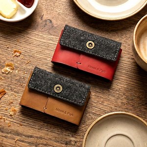 Leather Card Holder, Wallet, Business Card Cases, Wool Felt, Minimalist, Gift - Etsy