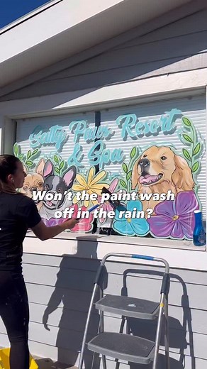 Was in Little River, SC today changing up Salty Paws Resort & Spa’s seasonal window painting. I think my favorite is the fluffy pup jumping into a snow pile. 😂 #windowpainting #windowart #windowartist #windowpainter #veteranownedbusiness #satisfying | Lacey Crime Art