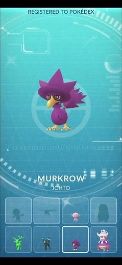 Adding shiny Murkrow and Honchkrow to the Pokédex! I really like the purple glow! #pokemongo