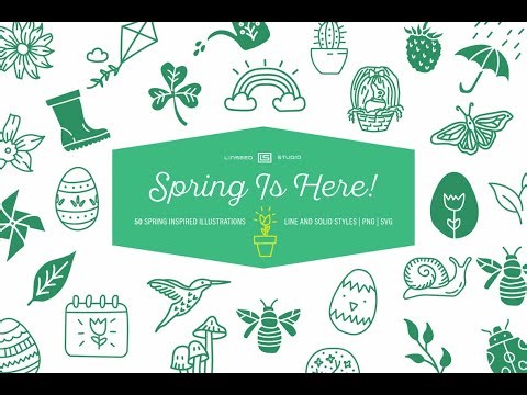 Spring Is Here Illustration Set Stock Graphics Download
