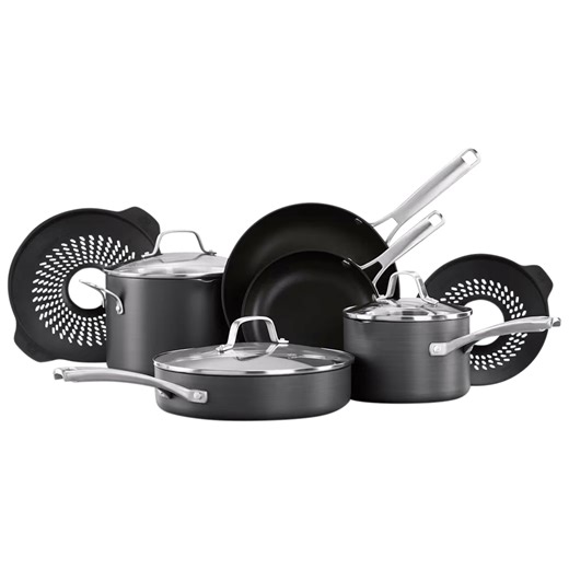 Calphalon Classic 10-Piece Hard-Anodized Cookware Set with No-Boil-Over Inserts