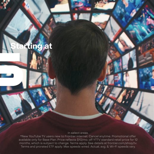 Switch to 100% fiber internet from Frontier and cable-free live TV from YouTube TV starting at $95 per mo. In select areas. | Frontier Internet