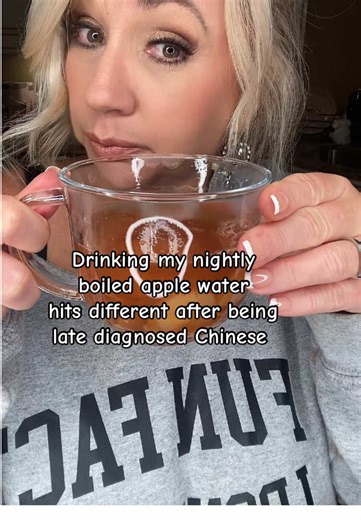 New to being Chinese, kinda nervous, but loving this Hot Apple Water before bed #chinese #sherry #realtalk #fyp #healthyrecipes