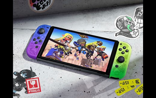 「Nintendo Switch（OLED款式） 斯普拉遁 3版主机」+Pro 手柄+保护包展示