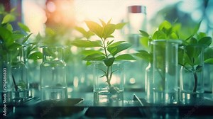 Growing and studying plants in laboratory. biotechnology concept.