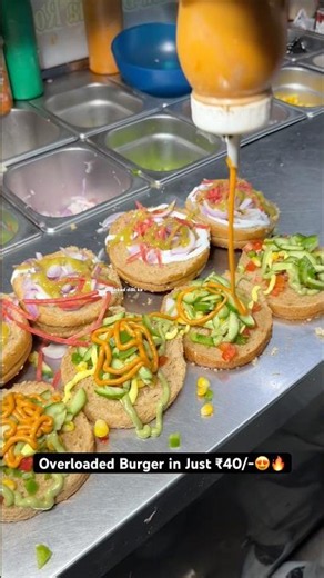 Overloaded Burger in Just ₹40/-😍🔥|| Indian Street Food