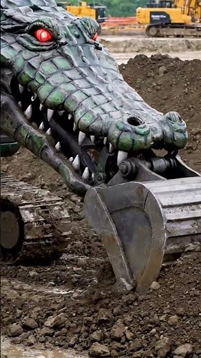 crocodile robot monster at work #robotics #viral #excavator #transformers #optimusprime #robot