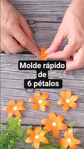 Molde fácil para flor de papel de 6 pétalos 🌸 Hazlo en segundos #FlorDePapel
