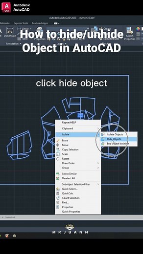 How to hide/unhide object in AutoCAD #tutorial #youtubeshorts #trendingshorts #trending #viral