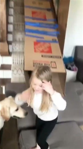 Mom Builds Secret Cardboard Tunnel Ride for Kids