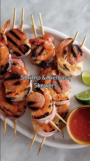 Shrimp Kielbasa Skewers