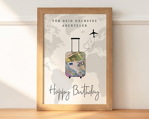 Geldgeschenk Geburtstag | Geschenk Geburtstag | Reise | Happy Birthday | 18. Geburtstag | DIY Geldgeschenk basteln | Digital Download PDF A4 - Etsy.de